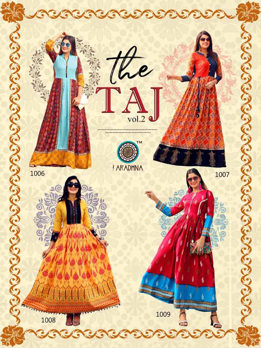 Taj Vol-2 Aradhna Printed Embroidery Kurti Manufacturer Taj Vol-2 Aradhna Printed Embroidery Kurti Manufacturer